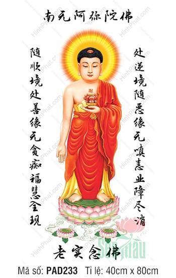 Phật A-di-đà Hình Phật PAD233, Dáng Đứng Thư Pháp Cổ Truyền
