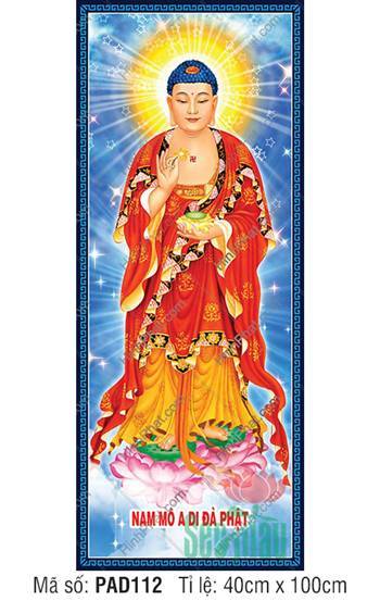Tôn Ảnh Phật A Di Đà PAD112, uy nghiêm trên đài sen nền trời sao