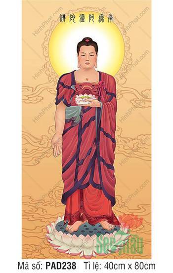 Tôn Ảnh Phật A Di Đà PAD238, dáng đứng ngự sen y đỏ