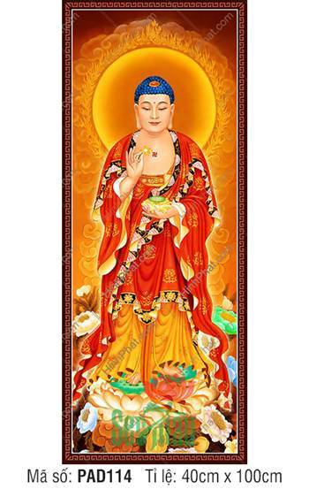 Tranh A Di Đà Phật PAD114, rực rỡ hào quang trên đài sen