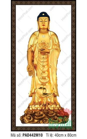 Tranh A Di Đà Phật PAD442M10, dáng đứng nền trắng