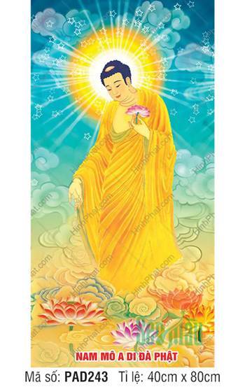 Tranh Ảnh Đức Phật A Di Đà PAD243, Dáng Đứng Ánh Hào Quang