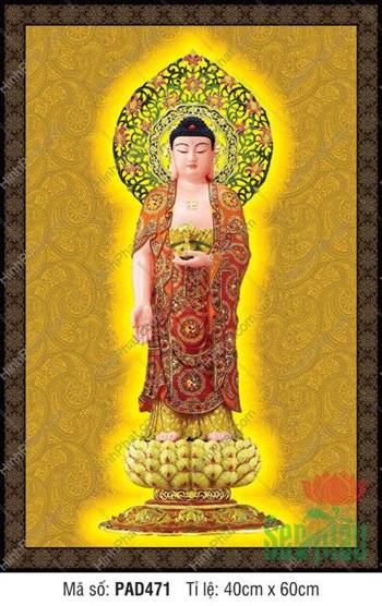 Tranh Phật A Di Đà PAD471, áo đỏ nền vàng