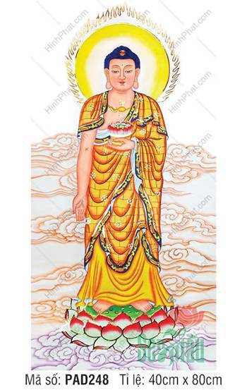 Tranh Phật Adida PAD248, Dáng Đứng Ngự Tòa Sen Bệ Mây