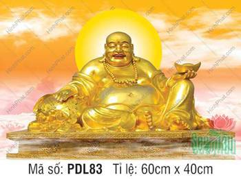 Hình Ảnh Đức Phật Di Lặc PDL83, tôn tượng vàng cầm thỏi nguyên bảo
