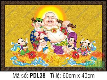 Hình Phật Di Lặc Đẹp PDL38, Ngài hoan hỷ bên ngũ phúc và cá chép