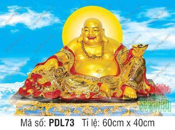Hình Phật Di Lặc PDL73, Ngài ngự tòa sen nâng thỏi vàng kim