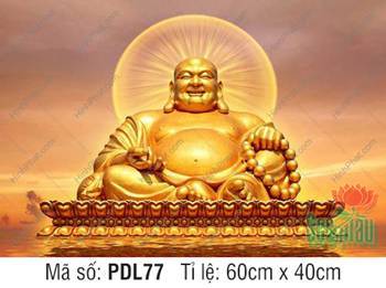 Phật Di Lặc PDL77, tôn tượng ngồi đài sen tỏa hào quang rực rỡ