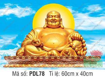 Tranh Phật Di Lặc PDL78, Tôn tượng vàng kim giữa bầu trời trong xanh