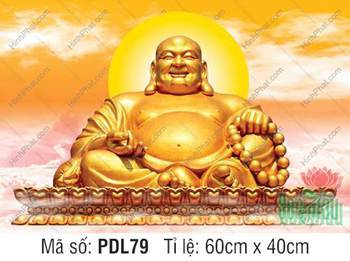 Tranh Phật Di Lặc kích thước lớn PDL79, kim thân tỏa sáng rạng ngời