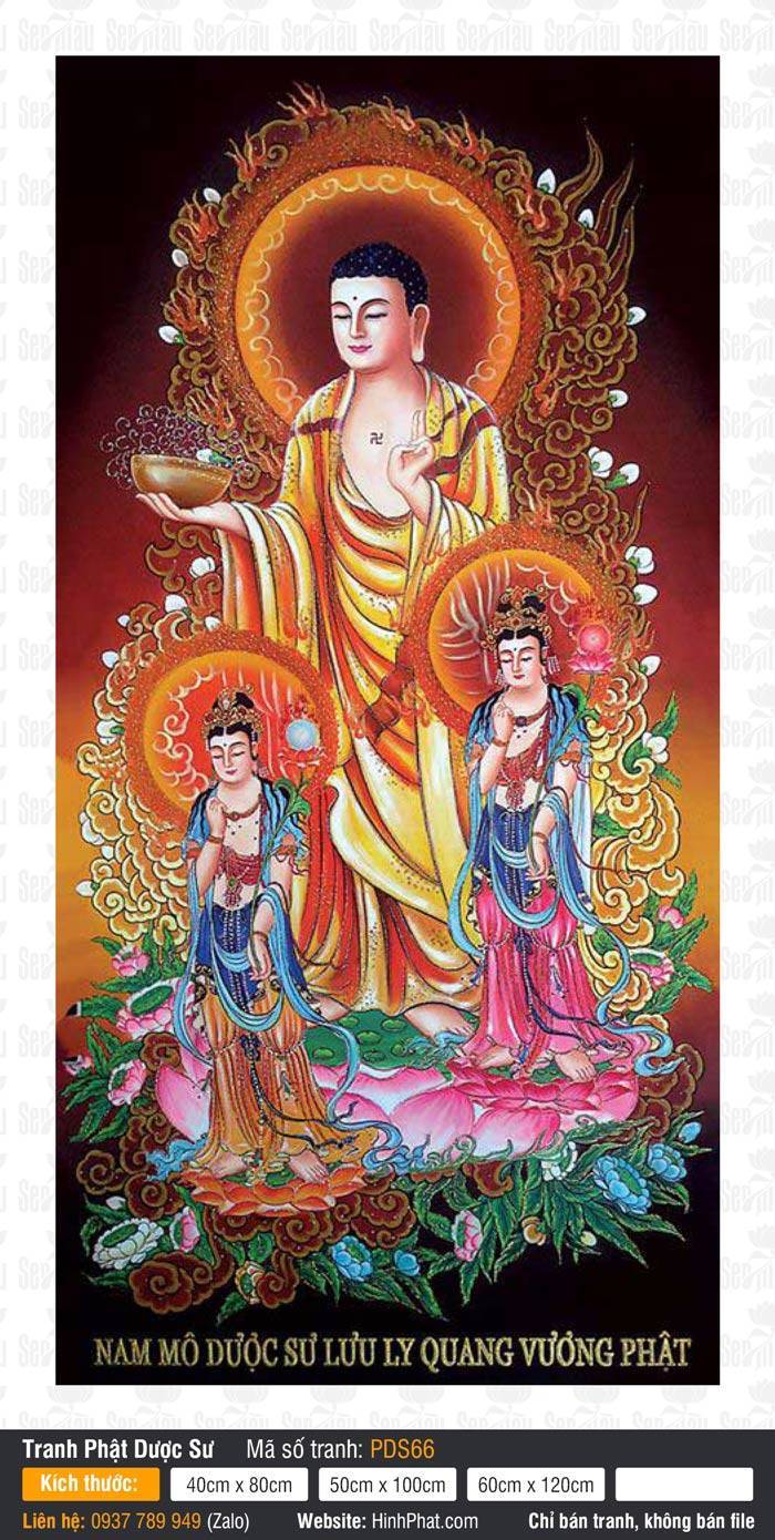 Dược Sư Lưu Ly Quang Vương Phật PDS66 Dược Sư Lưu Ly Quang Vương Phật PDS66 tôn tượng đứng cầm bình bát trên đài sen