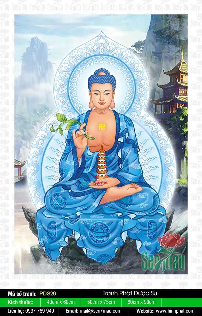 Đại Bảo Tháp Mandala Tây Thiên Ý NGHĨA HÌNH ẢNH ĐỨC PHẬT DƯỢC SƯ Thất Phật Dược Sư nói từ Kinh Dược Sư Như Lai Bản Nguyện Nhất Thiết Kinh Dược