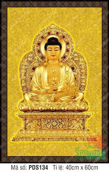 Đức Phật Dược Sư PDS134, tôn tượng hoàng kim cầm cành linh thảo