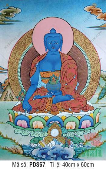 Hình Phật Dược Sư PDS67 mang đậm nét nghệ thuật Thangka tinh xảo