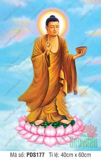 Phật Dược Sư Lưu Ly Quang Vương Như Lai PDS177 đứng trên sen hồng