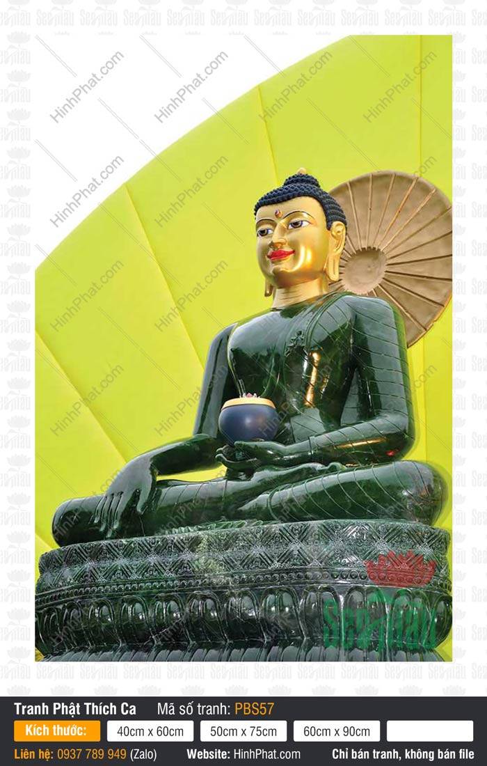 Bổn Sư Thích Ca Mâu Ni Phật PBS57 Bổn Sư Thích Ca Mâu Ni Phật PBS57 tôn tượng ngọc xanh diện vàng cầm bình bát