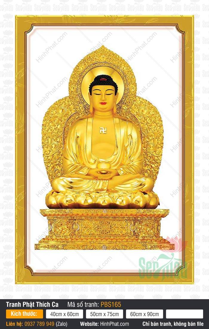 Đức Phật Thích Ca Mâu Ni PBS165 Đức Phật Thích Ca Mâu Ni PBS165 toàn thân dát vàng rực rỡ ngự tòa sen vàng