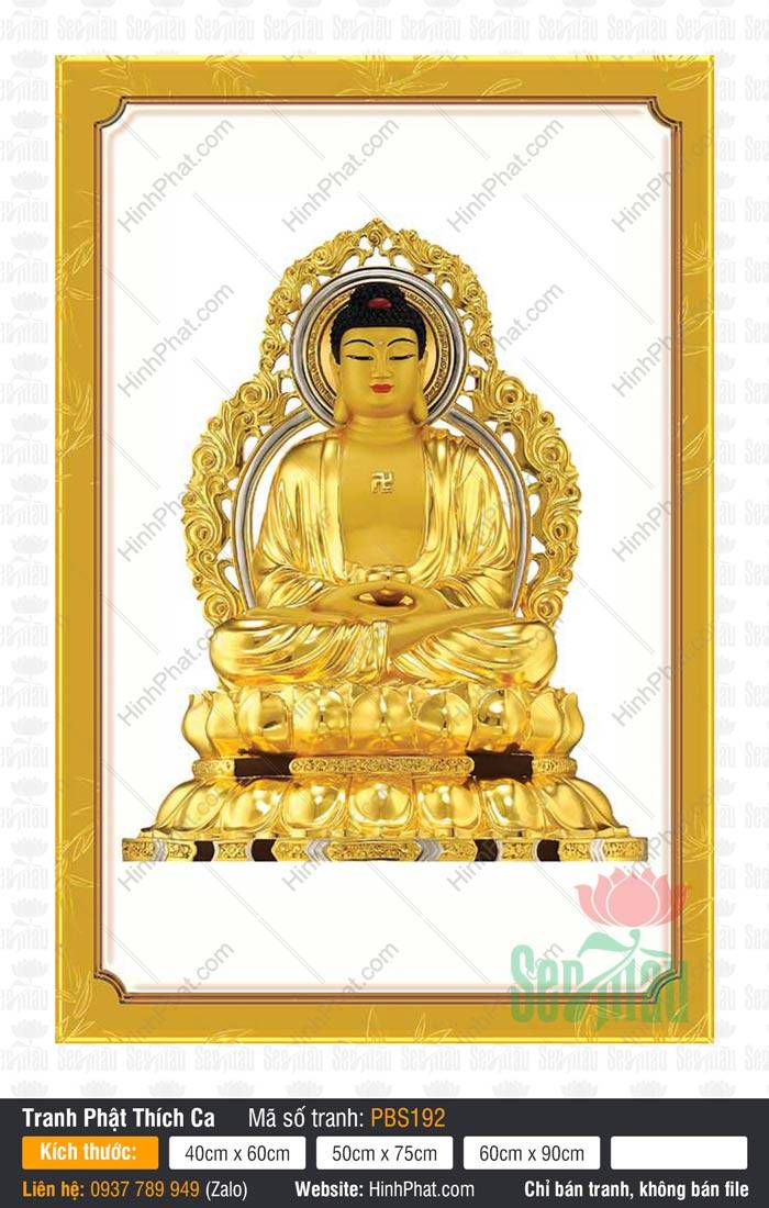 Hình Phật Thích Ca Mâu Ni PBS192 Hình Phật Thích Ca Mâu Ni PBS192 ngồi thiền định ôm bát vàng trên tòa sen báu rực rỡ