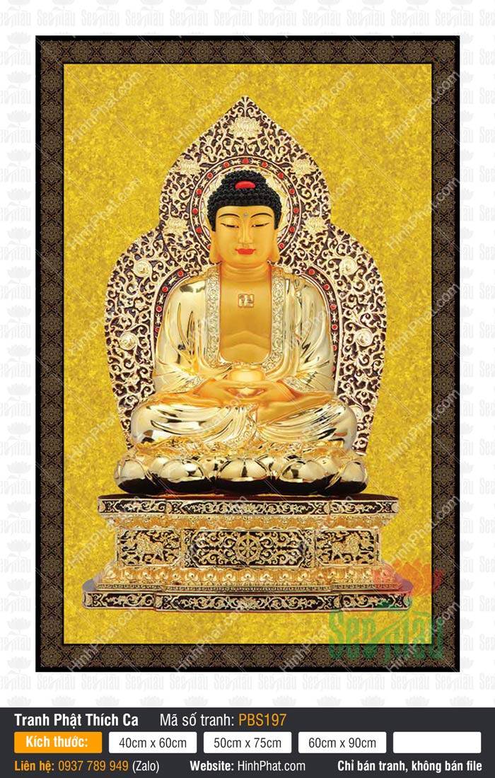 Phật Thích Ca Mâu Ni Đẹp PBS197 Đức Phật Thích Ca Mâu Ni Đẹp PBS197 kim thân rực rỡ cầm bát báu tọa đài sen vàng