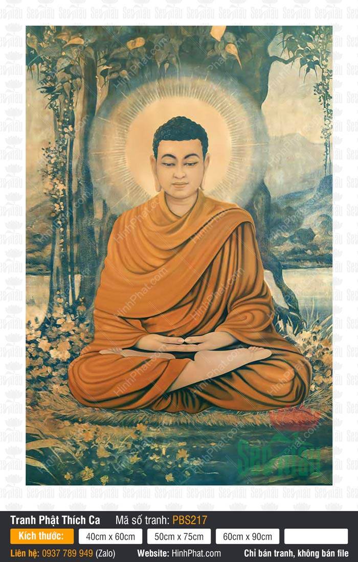 Phật Thích Ca Mâu Ni PBS217 Phật Thích Ca Mâu Ni PBS217 ngồi thiền định tĩnh tại dưới gốc cây Bồ Đề bên bờ sông