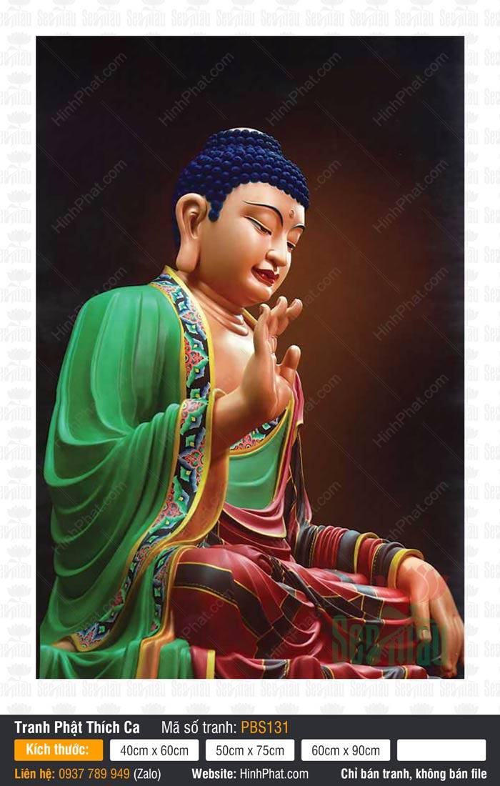 Phật Thích Ca PBS131 Phật Thích Ca PBS131 tôn tượng khoác y xanh ngọc với đường viền hoa văn tinh xảo