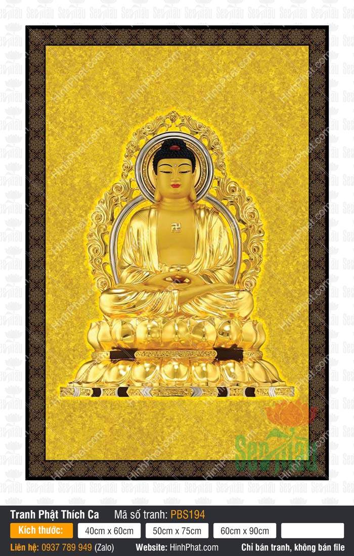Phật Thích Ca PBS194 Phật Thích Ca PBS194 kim thân sắc vàng rực rỡ bắt ấn thiền định ngự đài sen