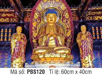 Bổn Sư Thích Ca Mâu Ni Phật PBS120, tôn tượng kim thân ngự tòa sen vàng