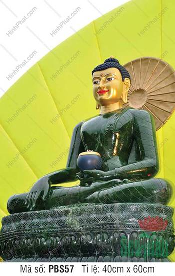 Bổn Sư Thích Ca Mâu Ni Phật PBS57, tôn tượng ngọc bích thiếp vàng Bổn Sư Thích Ca Mâu Ni Phật PBS57, tôn tượng ngọc bích thiếp vàng