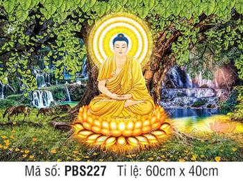 Đức Phật Thích Ca Đẹp PBS227, tôn ảnh Ngài bên dòng thác nước