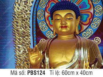 Đức Phật Thích Ca Mâu Ni Đẹp PBS124, hào quang họa tiết cổ điển
