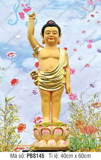 Đức Phật Thích Ca Mâu Ni Đẹp PBS145, tôn tượng Đản Sanh uy nghiêm