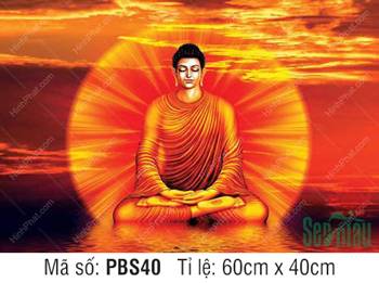 Đức Phật Thích Ca Mâu Ni Đẹp PBS40, hào quang đỏ rực giữa hoàng hôn
