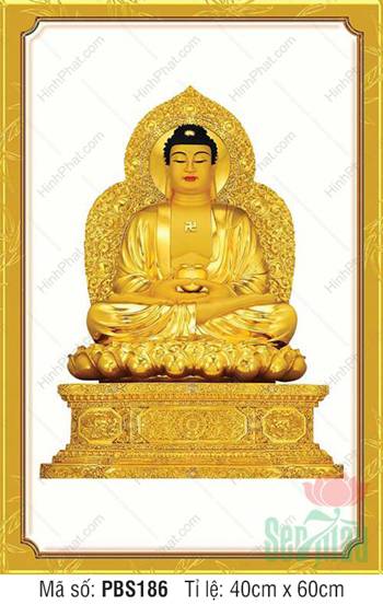 Đức Phật Thích Ca Mâu Ni PBS186, tôn tượng vàng trên tòa sen