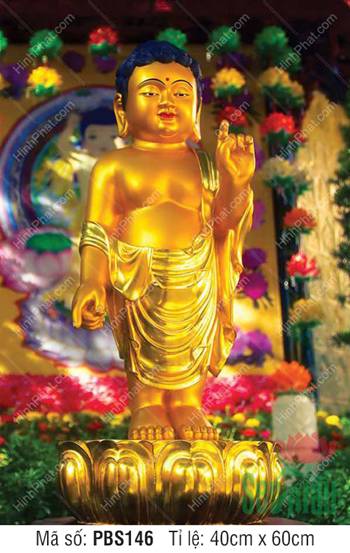 Hình Ảnh Phật Thích Ca PBS146, Tôn tượng Thái tử sơ sinh vàng kim