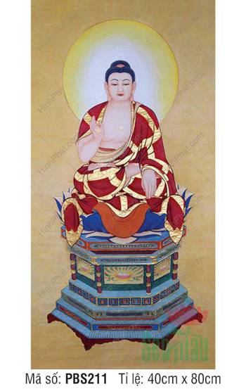 Hình Phật Thích Ca Đẹp PBS211, sắc đỏ uy nghiêm