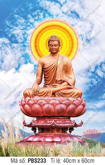 Hình Phật Thích Ca Khổ Lớn PBS233, Đức Phật tọa đài sen hồng