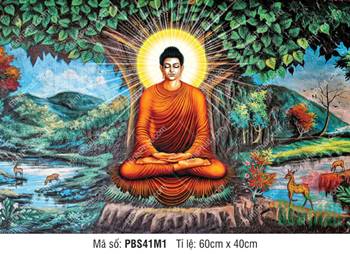 Hình Phật Thích Ca Mâu Ni Đẹp PBS41M1, tĩnh tại dưới cội Bồ Đề