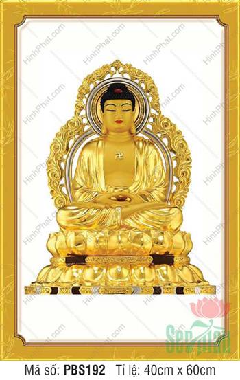 Hình Phật Thích Ca Mâu Ni PBS192, tôn tượng vàng ôm bát bảo tòa sen