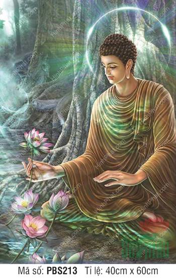 Hình Phật Thích Ca Mâu Ni PBS213, Ngài ngự tọa dưới gốc Bồ Đề