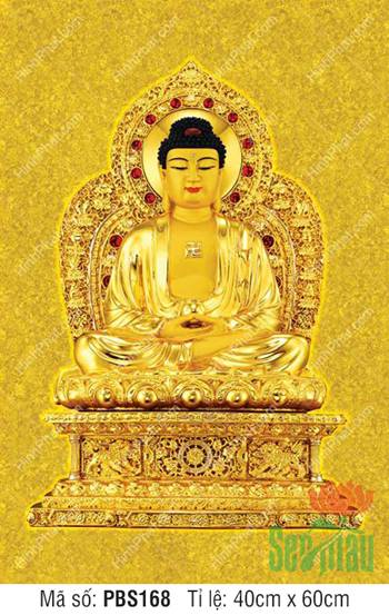 Hình Phật Thích Ca PBS168, tôn tượng kim thân tọa bệ rồng thế vàng
