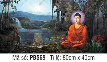 Phật Thích Ca Đẹp PBS69, tôn ảnh thiền định trong đêm trăng