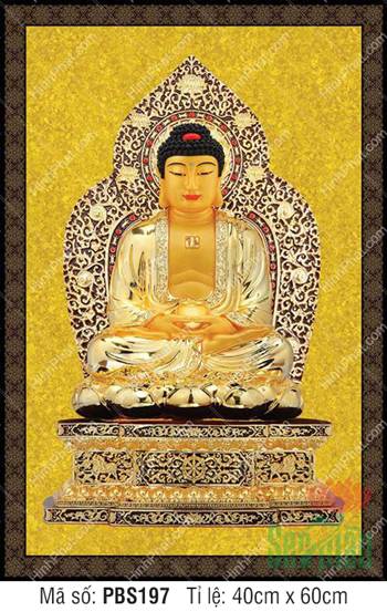 Phật Thích Ca Mâu Ni Đẹp PBS197, Tôn ảnh kim thân rực sắc vàng