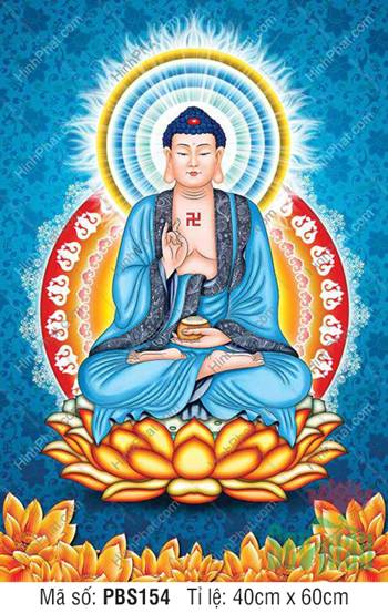 Phật Thích Ca Mâu Ni PBS154, tôn tượng y xanh cầm bình bát vàng