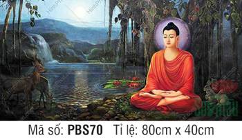 Phật Thích Ca Mâu Ni PBS70, tọa thiền tĩnh tại bên hồ trăng