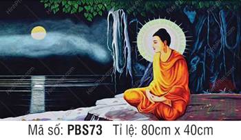 Tranh Phật Thích Ca Đẹp PBS73, tĩnh tại dưới bóng trăng rằm