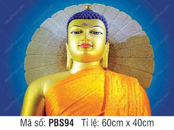 Tranh Phật Thích Ca Đẹp PBS94, tôn ảnh chân dung sắc vàng uy nghiêm