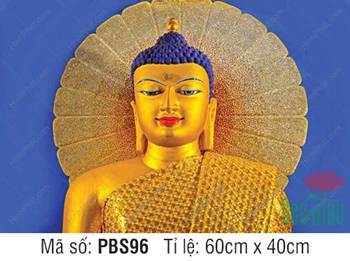 Tranh Phật Thích Ca Mâu Ni Đẹp PBS96, tôn tượng diện kim thân rạng rỡ