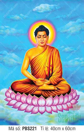 Tranh Phật Thích Ca Mâu Ni PBS221, Đức Phật tọa thiền đài sen