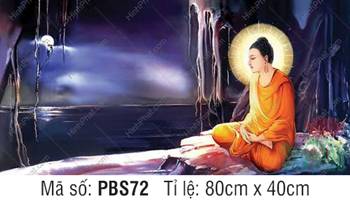 Tranh Phật Thích Ca PBS72, tôn ảnh thiền định dưới ánh trăng