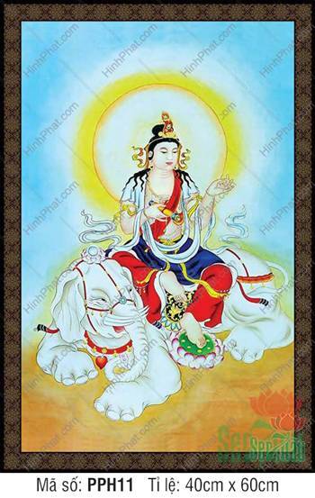 Tranh Phổ Hiền Bồ Tát PPH11, tôn tượng ngự trên linh thú voi